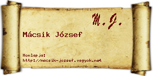 Mácsik József névjegykártya